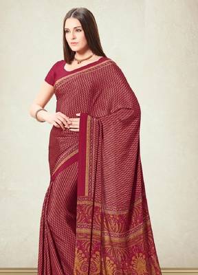 Red Polka Dots Crepe Silk Printed Saree,Sari Comes With Blouse 2