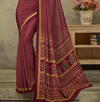 Maroon Polka Dots Crepe Silk Printed Saree,Sari Comes With Blouse 3