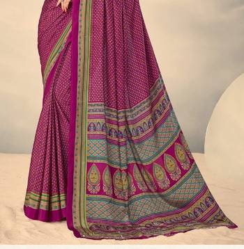 Purple Polka Dots Crepe Silk Printed Saree,Sari Comes With Blouse 3