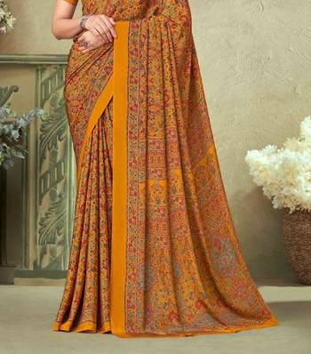 Mustard,Red Batilk Crepe Silk Printed Saree,Sari Comes With Blouse 3