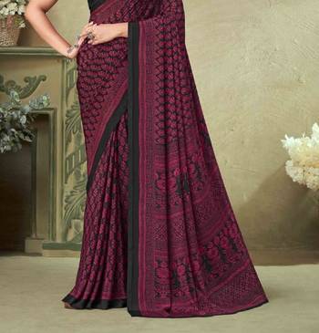 Red,Black Batilk Crepe Silk Printed Saree,Sari Comes With Blouse 3