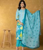  teal green linen kurta dupatta pant set