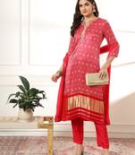  pink gajji silk zari work kurta dupatta pant set