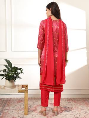  pink gajji silk zari work kurta dupatta pant set 3