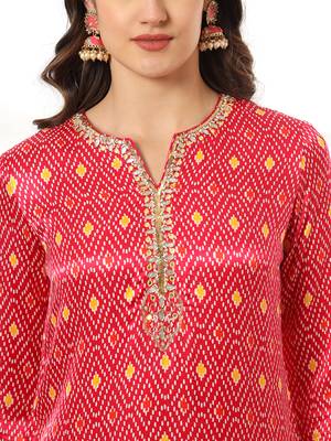 pink gajji silk zari work kurta dupatta pant set 4