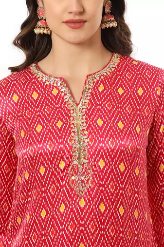  pink gajji silk zari work kurta dupatta pant set