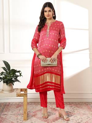  pink gajji silk zari work kurta dupatta pant set 5