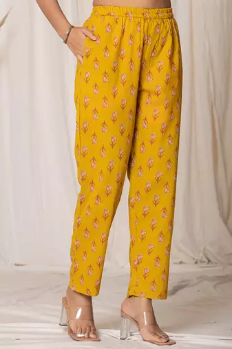  mustard cotton dori embroidery anarkali kurta dupatta set