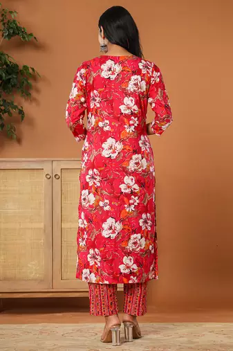  cotton pink embroidered kurta dupatta set