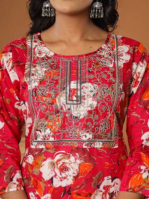  cotton pink embroidered kurta dupatta set 4