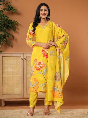  mustardmuslin hand embroidery v-neck kurta dupatta pant set 1