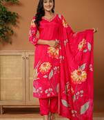  muslin pink kurta dupatta pant set