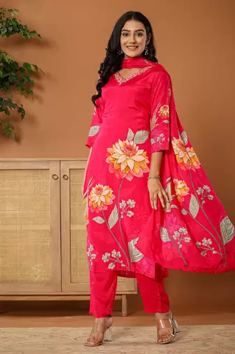  muslin pink kurta dupatta pant set