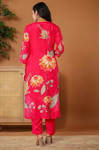  muslin pink kurta dupatta pant set