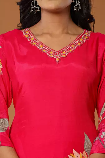  muslin pink kurta dupatta pant set