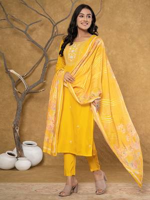  mustard silk beads and stones,sequins work kurta dupatta set 2