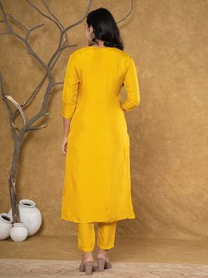  mustard silk beads and stones,sequins work kurta dupatta set 3