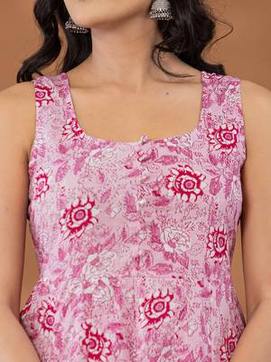  purple cotton anarkali square neck kurta dupatta set 4