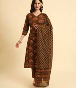  green pure cotton floral,sequins work kurta set with dupatta