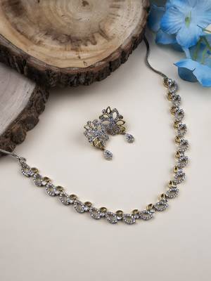 Silver gold plating sleek ad necklace set 1