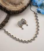 Silver gold plating sleek ad necklace set