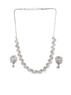 Silver plated sleek ad necklace set 4