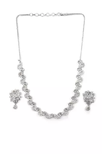 Silver plated sleek ad necklace set