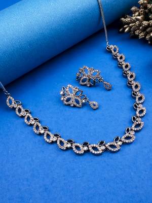 Black plating sleek ad necklace set 1