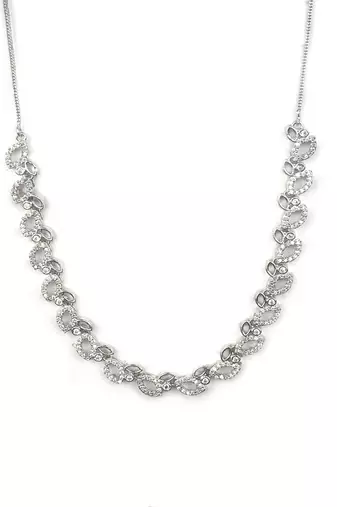 Silver plated sleek ad necklace set
