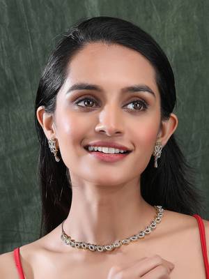 Silver gold plating sleek ad necklace set 2