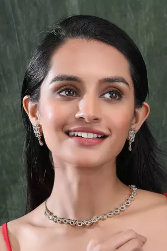Silver gold plating sleek ad necklace set