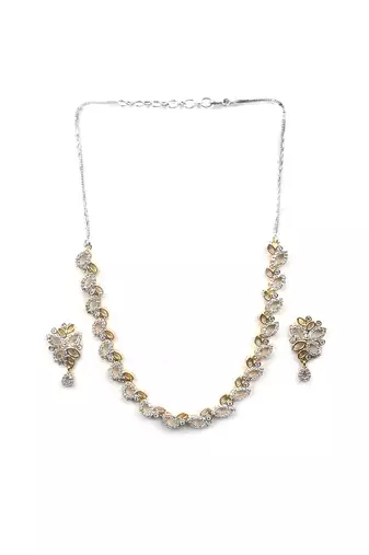 Silver gold plating sleek ad necklace set