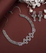 Silver plated pink leaf style ad necklace set