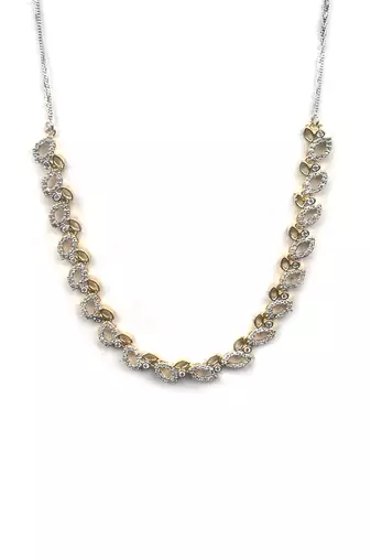 Silver gold plating sleek ad necklace set