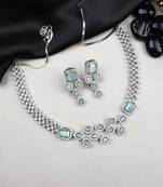 Silver plated turquoise leaf style ad necklace set