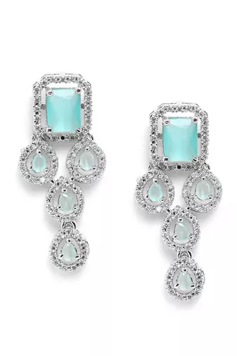 Silver plated turquoise leaf style ad necklace set