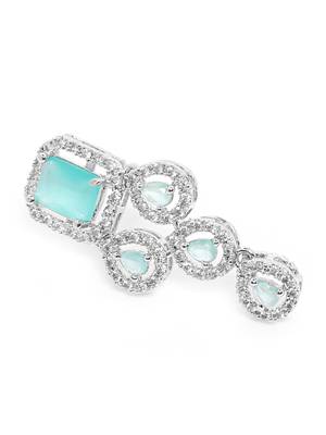 Silver plated turquoise leaf style ad necklace set 5