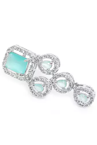 Silver plated turquoise leaf style ad necklace set