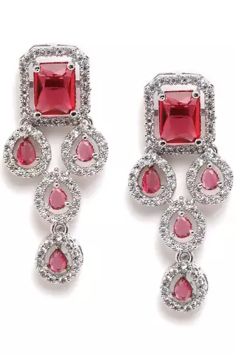 Silver plated red leaf style ad necklace set