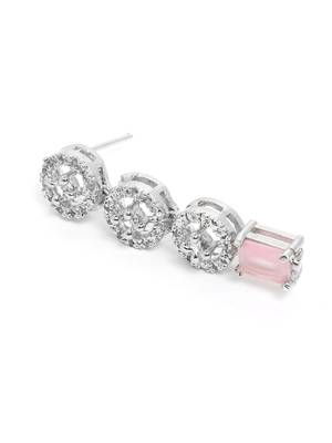Silver plated pink square stone jewelery set 5