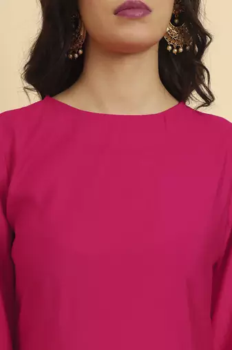  pink silk flared sleeves kurta with palazzo banarasi dupatta set