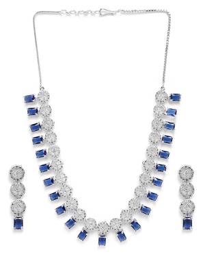Silver plated blue square stone jewelery set 3