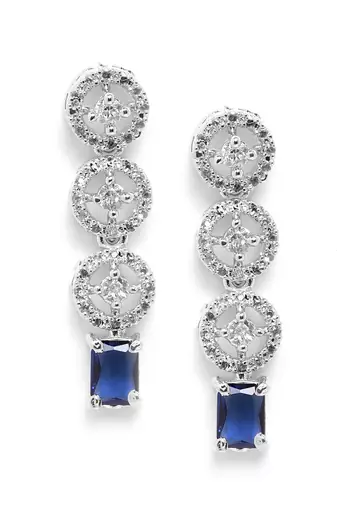 Silver plated blue square stone jewelery set