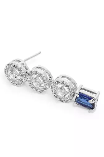 Silver plated blue square stone jewelery set