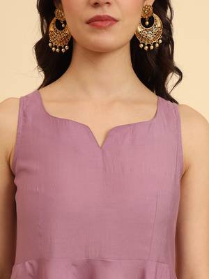  purple silk sleeveless kurta with pant banarasi dupatta set 4