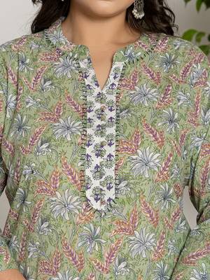  green cotton green pluse size kurta dupatta pant set 3