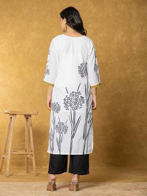  white and black linen kurta dupatta pant set 3