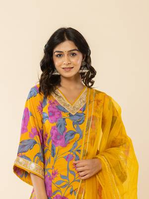  cotton mustard kurta pant dupatta set 5