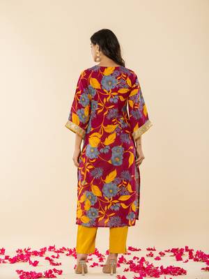  cotton burgundy kurta pant dupatta set 3