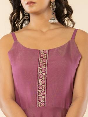  purple roman silk kurta dupatta set 4